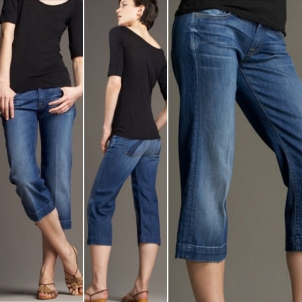 7 For All Mankind Dojo Crop in Dark Blue
